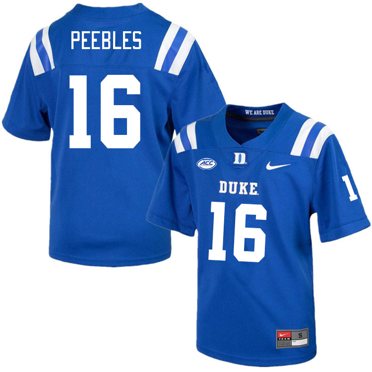 Duke Blue Devils #16 Aeneas Peebles College Football Jerseys Stitched-Royal
